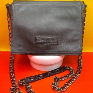 LONGCHAMP Black Leather Crossbody Bag with chain strap. EUC❗️